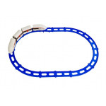 Vlaková súprava so železničnou stanicou na batérie - bielo-modrá